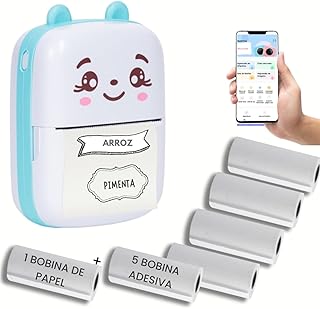 Mini Impressora Termica com 1 bobina de papel + 5 bobinas adesivas