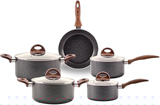 Brinox - Jogo de Panelas Antiaderente Ceramic Life 5 Peças com Fundo de Indução Smart Plus - Granito