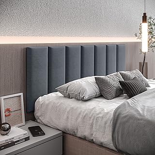 Cabeceira Cama Box Casal Kit C/ 7un Modulos Estofados Adesivo (Grafite)