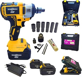 Chave de Impacto 48V Recarregavel Bivolt 2 Baterias de 2000mAh Velocidade 2300 RPM Com Soquetes E Maleta