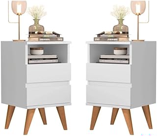 Conjunto kit 2 mesas de cabeceira quarto cama canto - pop - minimalista -Branco