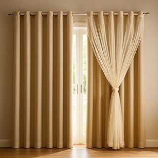 Cortina Blackout com Voil - 2,80 x 1,70 Caqui