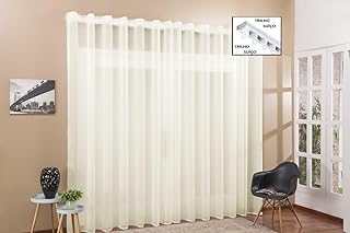 Cortina De Linho Flamê Aba Única 3,00x2,80 Alt Trilho Suiço (Off White)