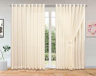 Cortina de Voil Liso com Forro Microfibra (4 METROS, PALHA)