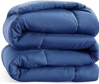 Edredom Queen Size Alternativo Microfibra Acolchoado Sólido Acolchoado - Roupa de Cama Ultra Macia - Calor Médio para Todas as Estações - Edredom Queen - Azul Escuro