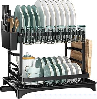 Escorredor de Louça Inox com Porta Pratos Talheres Copos Modular Master (Preto)