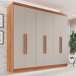 Guarda-roupa Casal 6 Portas 2 Gavetas França Cinamomo/Off-White
