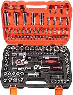 Jogo de Ferramentas Soquetes Caixa Ferramenta Sextavados 108 Peças CR-V com Maleta Profissional