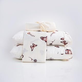 Jogo De Lençol Casal Queen King 4 Peças 100% Algodão Percal 200 Fios Estampado (Queen, Borboletas Lilás)