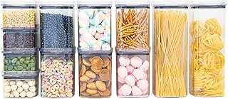 Kit 12 Potes Herméticos Acrílico Quadrado Empilháveis