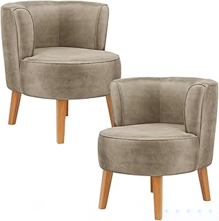 Kit 2 Poltronas Cadeira Elegante para Sala de Estar Tecido Veludo MOBLAN decor (Cappuccino)