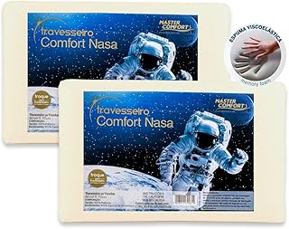Kit 2 Travesseiros Nasa Dream Viscoelástico Master Comfort Antiácaro Altura 10cm