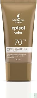 MANTECORP - Protetor Solar Facial Episol Color FPS 70 - Efeito Base, Alta Proteção UVA e UVB, Toque Seco, Rápida Absorção - Tom 2 Claro - 40ml