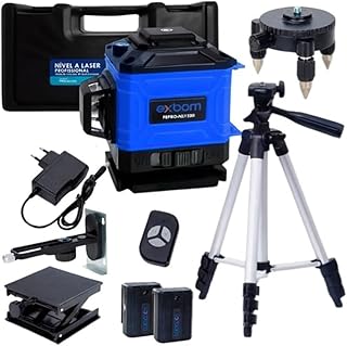 Nível Laser 12 Linhas com Tripé, Maleta, Controle Remoto e 2 Baterias, Exbom