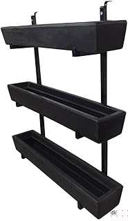 Suporte Prateleira de Ferro Jardim Vertical com 3 Floreiras Cor: Preto