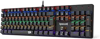 TECLADO MECÂNICO GAMER REDRAGON VALHEIM ILUMINAÇÃO RAINBOW PRETO SWITCH BROWN K608-R (PT-BROWN)