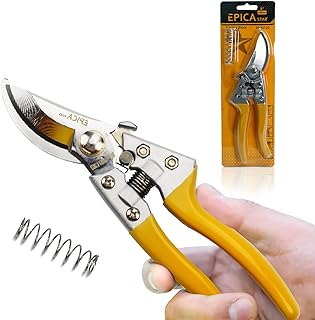 Tesoura de Poda Profissional, Tesoura de Poda Jardinagem, Lâmina de Aço, Ferramentas, Cabo Amarelo 200 mm Tesoura de Poda Jardinagem, Jogo de ferramentas completo