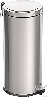 Tramontina Brazil 94538130 Lixeira com Pedal e Acabamento Polido e Balde Interno Removível, 30 L, Prata